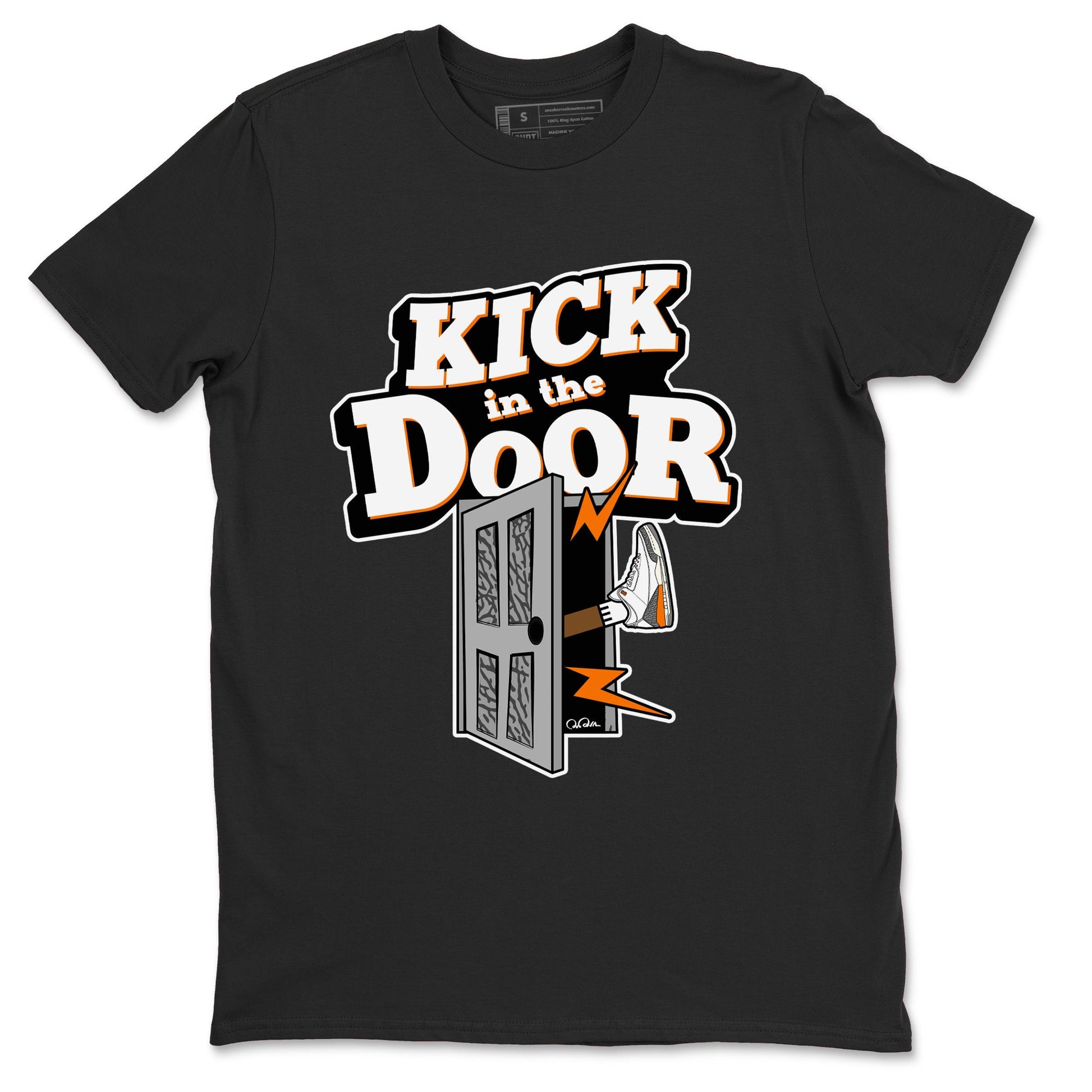 3s Georgia Peach shirt to match jordans Kick In The Door sneaker tees Air Jordan 3 Georgia Peach SNRT Sneaker Release Tees unisex cotton Black 2 crew neck shirt