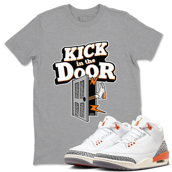 3s Georgia Peach shirt to match jordans Kick In The Door sneaker tees Air Jordan 3 Georgia Peach SNRT Sneaker Release Tees unisex cotton Heather Grey 1 crew neck shirt