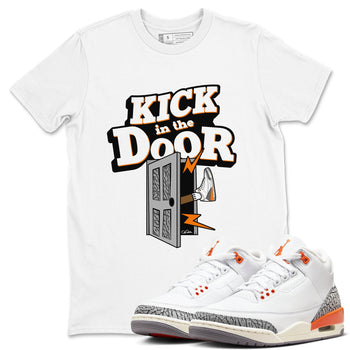3s Georgia Peach shirt to match jordans Kick In The Door sneaker tees Air Jordan 3 Georgia Peach SNRT Sneaker Release Tees unisex cotton White 1 crew neck shirt