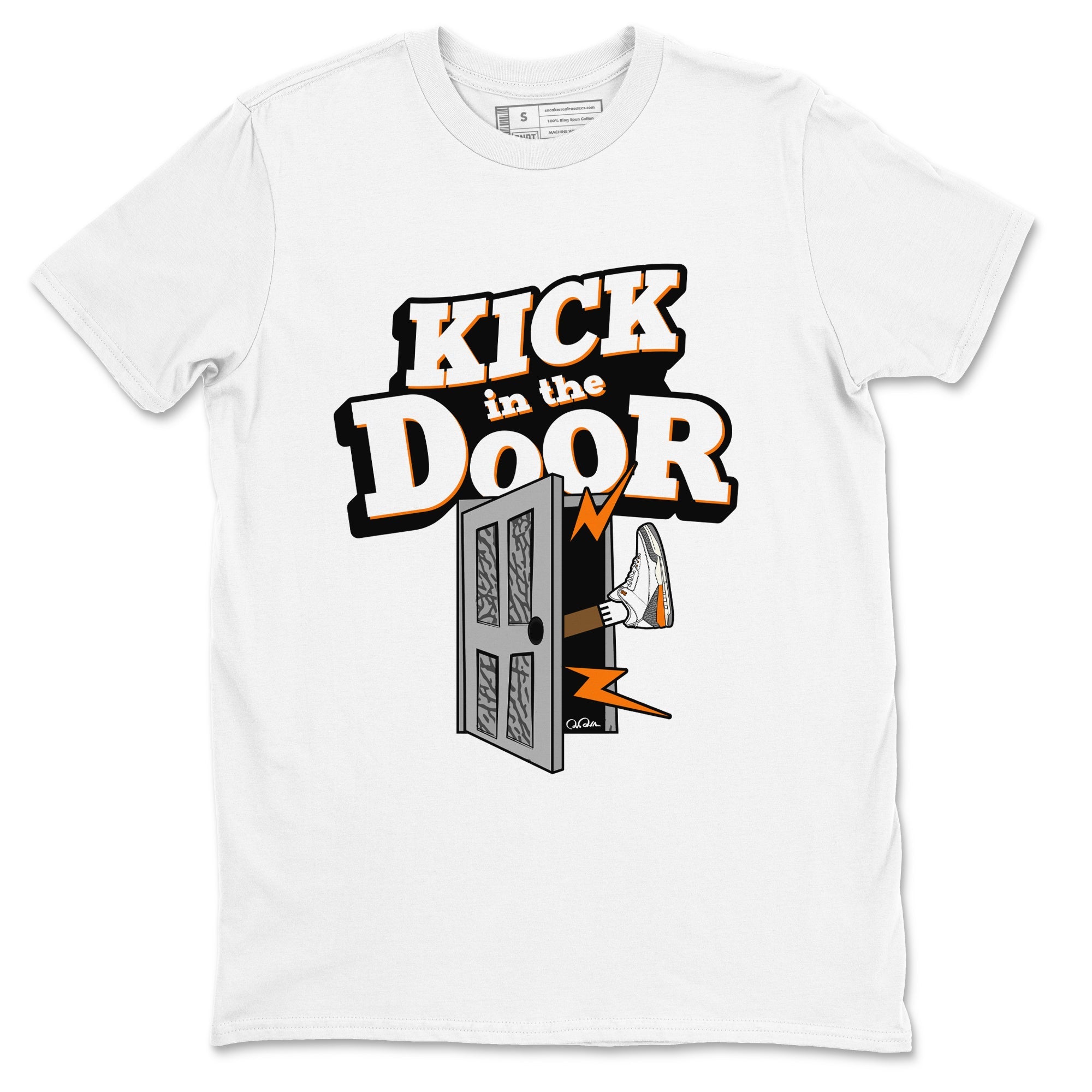 3s Georgia Peach shirt to match jordans Kick In The Door sneaker tees Air Jordan 3 Georgia Peach SNRT Sneaker Release Tees unisex cotton White 2 crew neck shirt