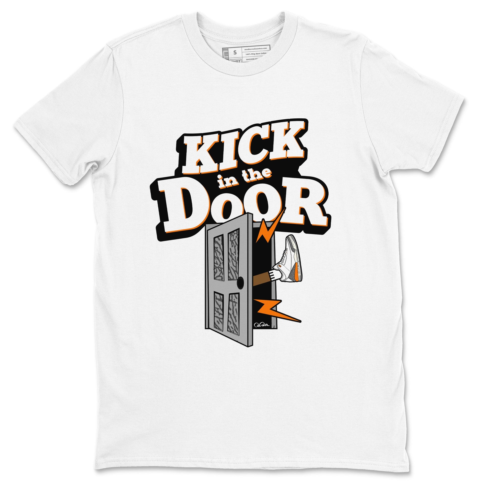 3s Georgia Peach shirt to match jordans Kick In The Door sneaker tees Air Jordan 3 Georgia Peach SNRT Sneaker Release Tees unisex cotton White 2 crew neck shirt