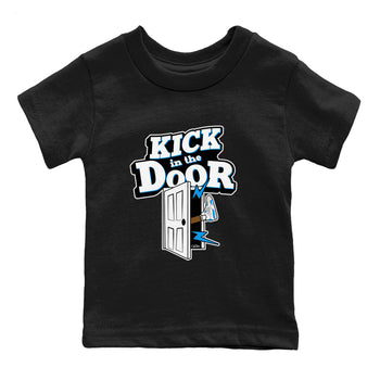 Air Jordan 4 Industrial Blue shirt to match jordans Kick In The Door sneaker tees Air Jordan 4 Military Blue SNRT sneaker release tees baby toddler Black 2 cotton Shirt