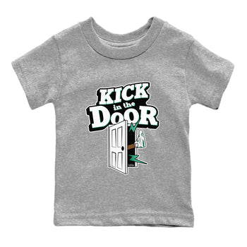 4s Oxidized Green shirts to match jordans Kick In The Door sneaker match tees Air Jordan 4 Oxidized Green SNRT Sneaker Tees streetwear brand Baby and Youth Heather Grey 2 cotton tee