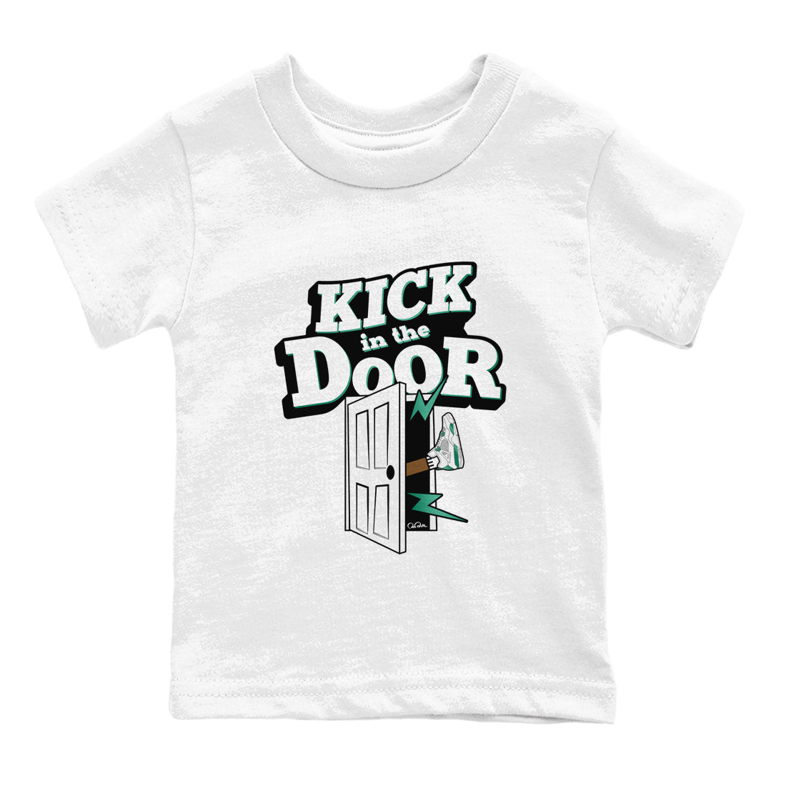 4s Oxidized Green shirts to match jordans Kick In The Door sneaker match tees Air Jordan 4 Oxidized Green SNRT Sneaker Tees streetwear brand Baby and Youth White 2 cotton tee
