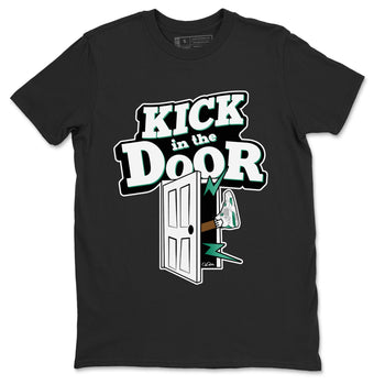 4s Oxidized Green shirts to match jordans Kick In The Door sneaker match tees Air Jordan 4 Oxidized Green SNRT Sneaker Tees streetwear brand Black 2 unisex cotton tee