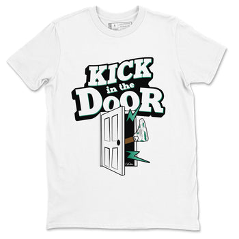 4s Oxidized Green shirts to match jordans Kick In The Door sneaker match tees Air Jordan 4 Oxidized Green SNRT Sneaker Tees streetwear brand White 2 unisex cotton tee