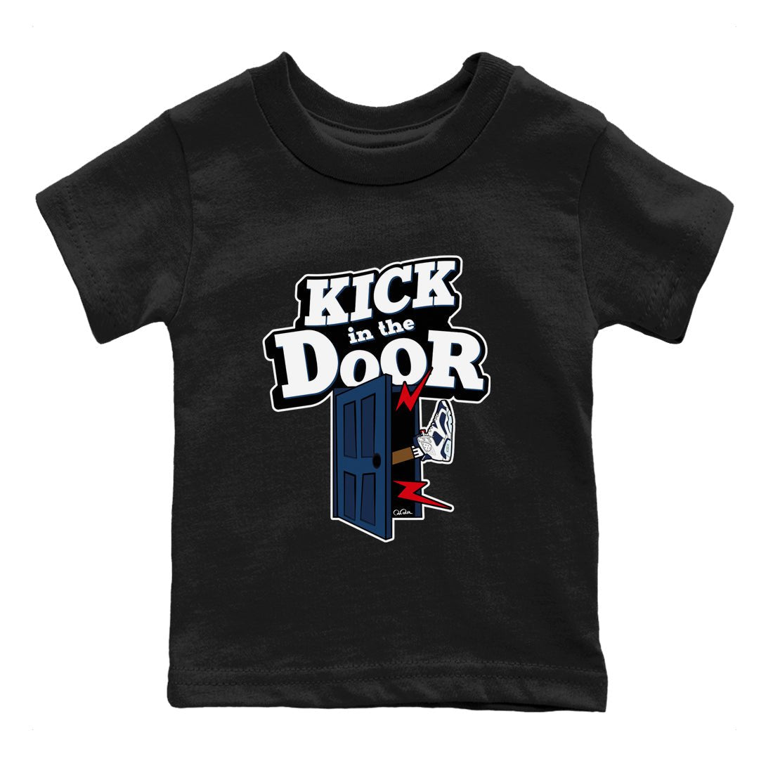 6s White And Midnight Navy shirts to match jordans Kick In The Door sneaker match tees Air Jordan 6 White And Midnight Navy SNRT Sneaker Tees streetwear brand Baby and Youth Black 2 cotton tee