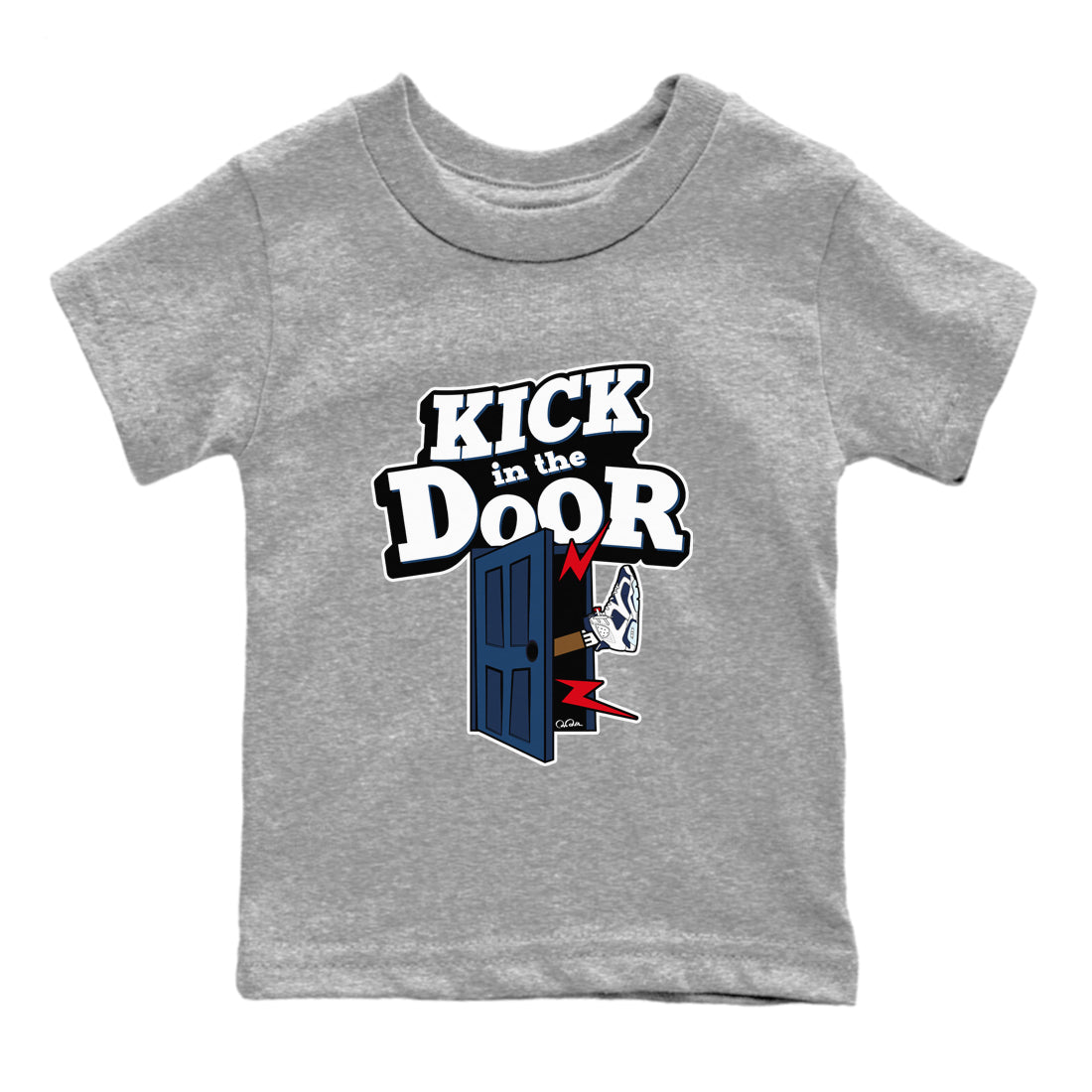 6s White And Midnight Navy shirts to match jordans Kick In The Door sneaker match tees Air Jordan 6 White And Midnight Navy SNRT Sneaker Tees streetwear brand Baby and Youth Heather Grey 2 cotton tee