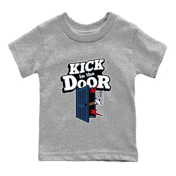 6s White And Midnight Navy shirts to match jordans Kick In The Door sneaker match tees Air Jordan 6 White And Midnight Navy SNRT Sneaker Tees streetwear brand Baby and Youth Heather Grey 2 cotton tee