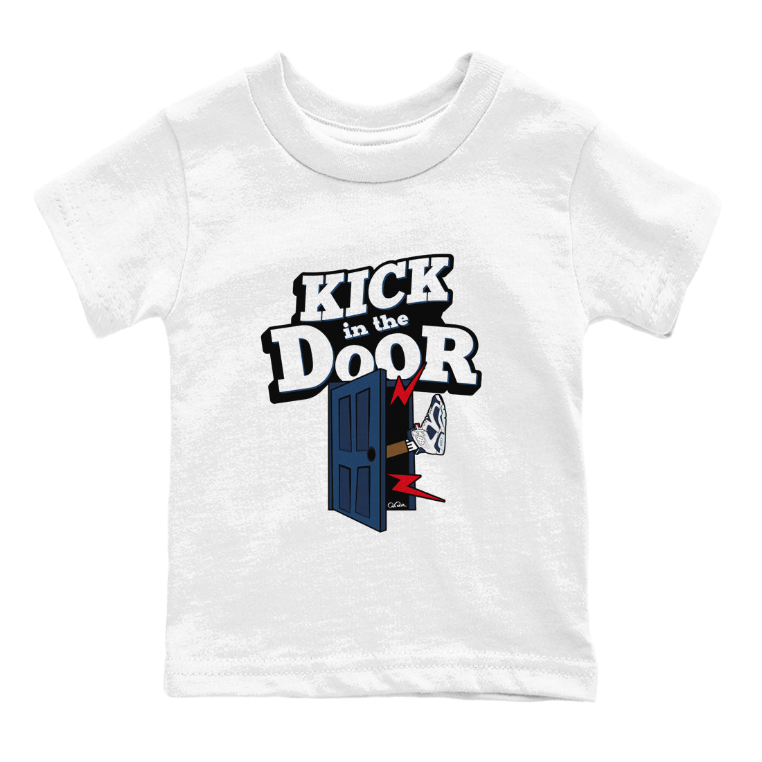 6s White And Midnight Navy shirts to match jordans Kick In The Door sneaker match tees Air Jordan 6 White And Midnight Navy SNRT Sneaker Tees streetwear brand Baby and Youth White 2 cotton tee