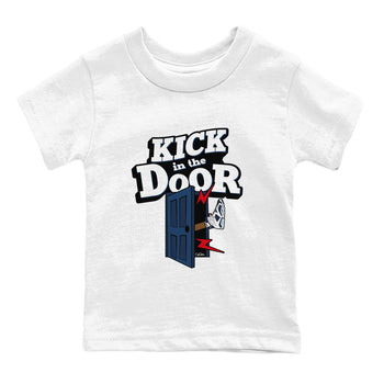 6s White And Midnight Navy shirts to match jordans Kick In The Door sneaker match tees Air Jordan 6 White And Midnight Navy SNRT Sneaker Tees streetwear brand Baby and Youth White 2 cotton tee