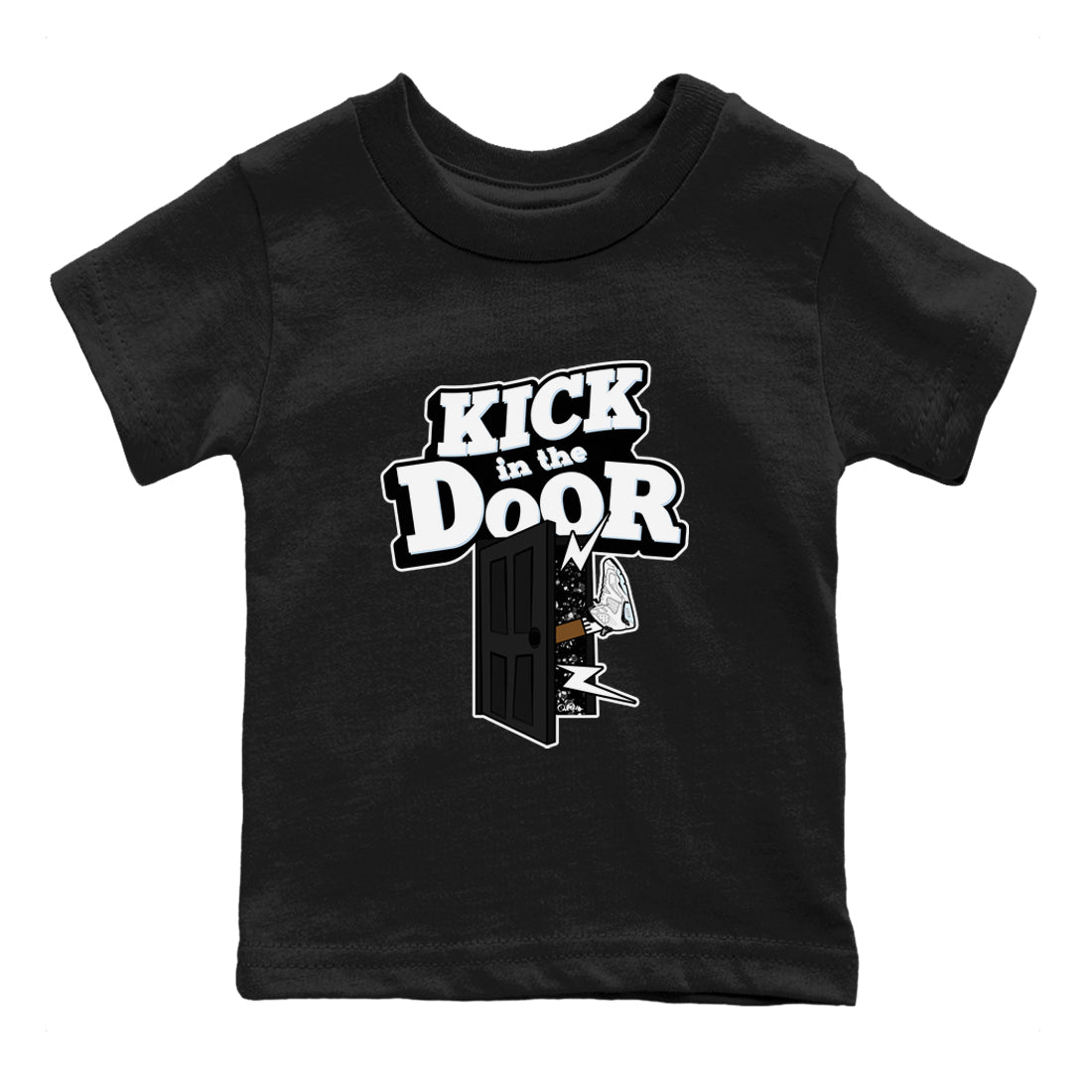 AJ6 White Black shirts to match jordans Kick In The Door sneaker match tees Air Jordan 6 White Black SNRT Sneaker Tees streetwear brand Baby and Youth Black 2 cotton tee