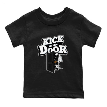 AJ6 White Black shirts to match jordans Kick In The Door sneaker match tees Air Jordan 6 White Black SNRT Sneaker Tees streetwear brand Baby and Youth Black 2 cotton tee
