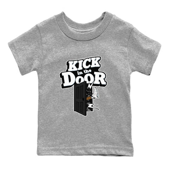 AJ6 White Black shirts to match jordans Kick In The Door sneaker match tees Air Jordan 6 White Black SNRT Sneaker Tees streetwear brand Baby and Youth Heather Grey 2 cotton tee