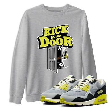 Kick In The Door sneaker match t-shirt styled to complete your fit with the Air Max 90 Cyber sneakers, shown in Heather Grey 1.