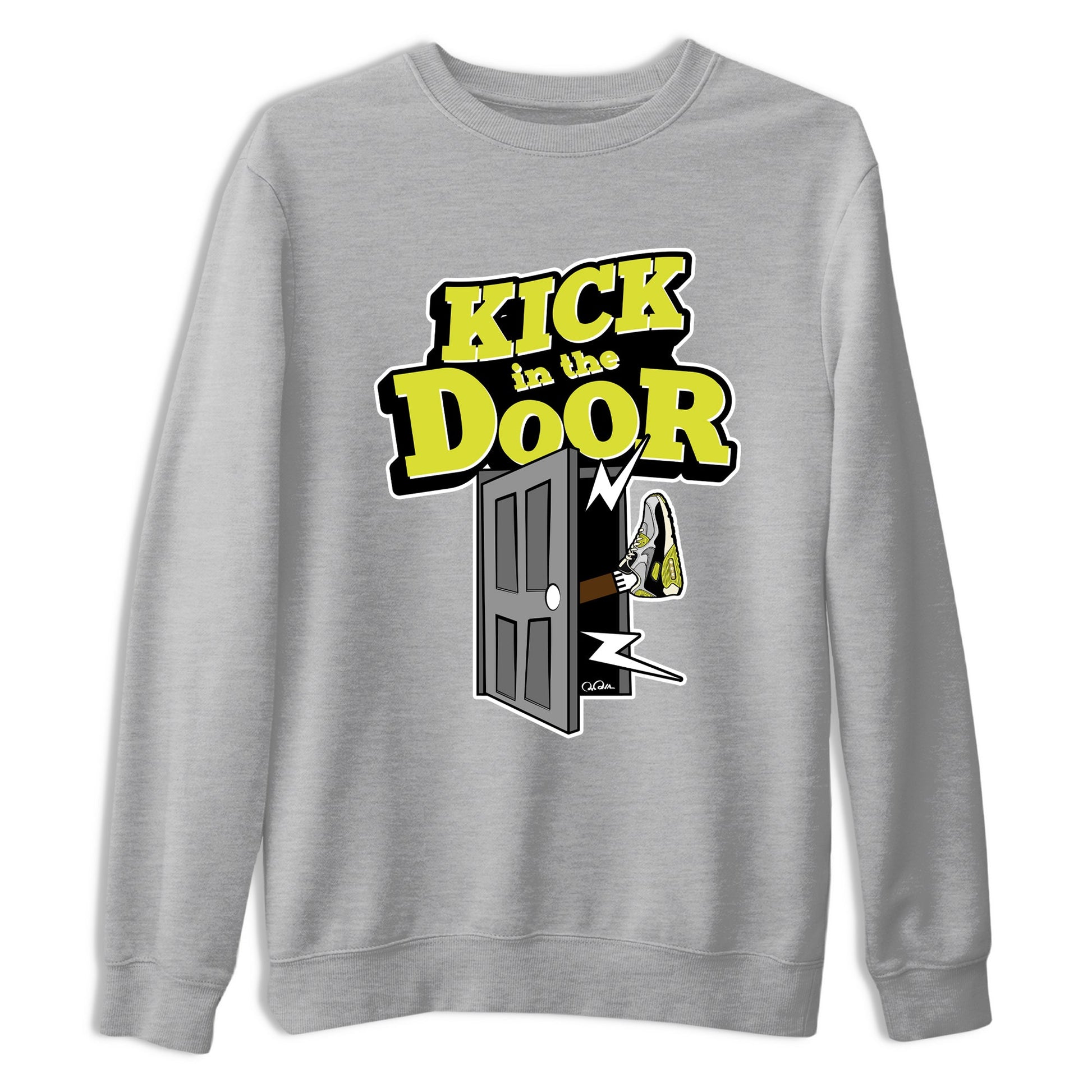 Kick In The Door sneaker match t-shirt styled to complete your fit with the Air Max 90 Cyber sneakers, shown in Heather Grey 2.