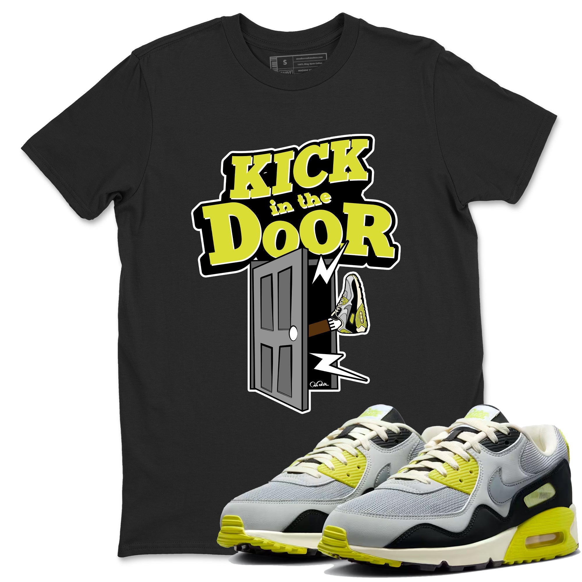 Kick In The Door sneaker match t-shirt styled to complete your fit with the Air Max 90 Cyber sneakers, shown in Black 1.