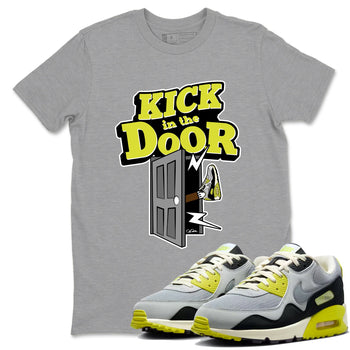 Kick In The Door sneaker match t-shirt styled to complete your fit with the Air Max 90 Cyber sneakers, shown in Heather Grey 1.