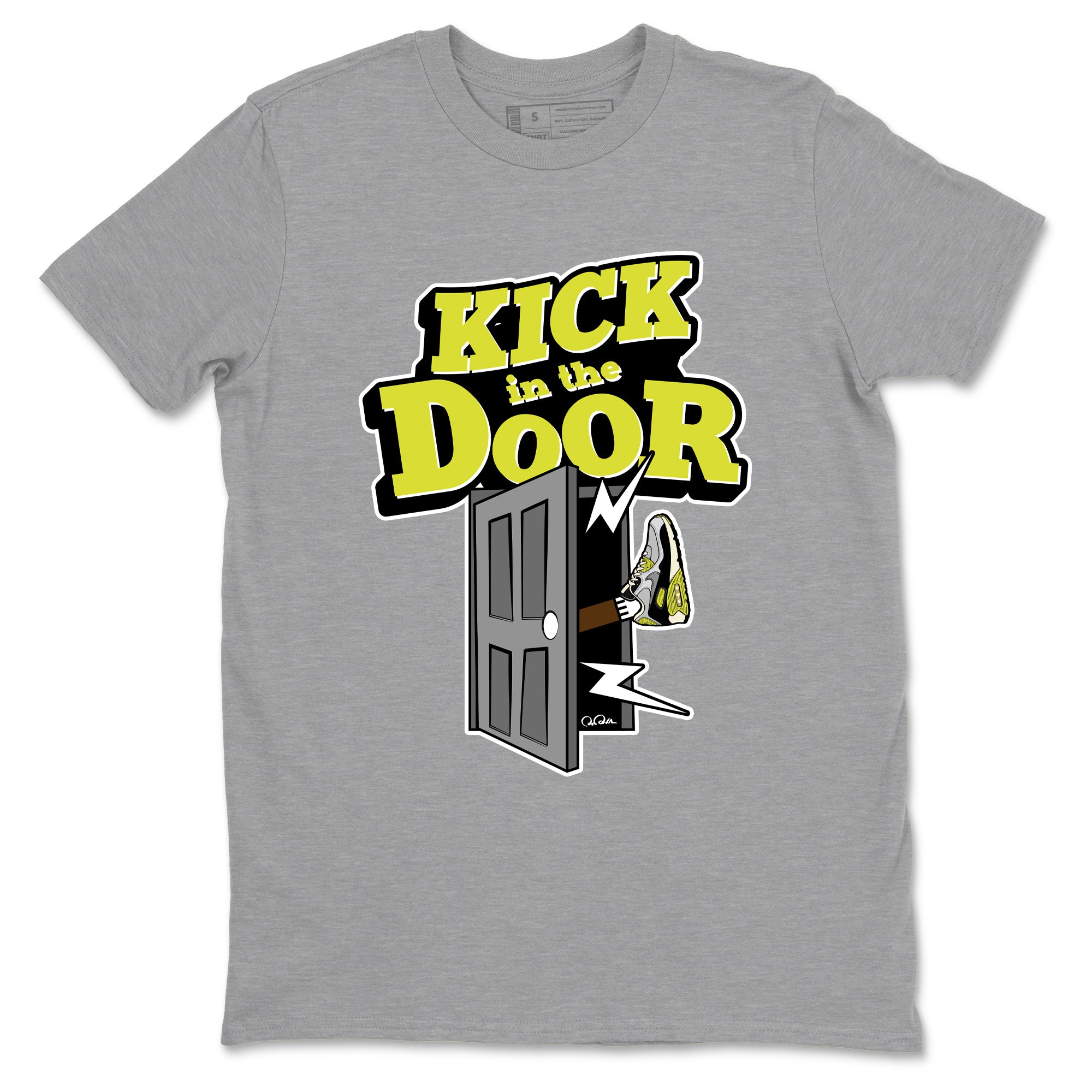 Kick In The Door sneaker match t-shirt styled to complete your fit with the Air Max 90 Cyber sneakers, shown in Heather Grey 2.