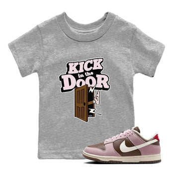 Dunk Cacao Wow And Pink Foam shirts to match jordans Kick In The Door sneaker match tees Dunk Cacao Wow And Pink Foam SNRT Sneaker Tees streetwear brand Baby and Youth Heather Grey 1 cotton tee