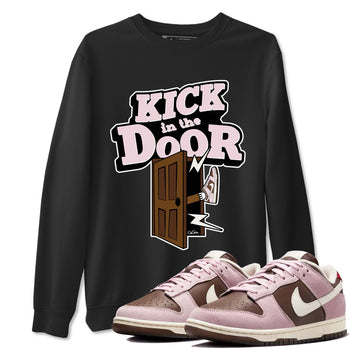 Dunk Cacao Wow And Pink Foam shirts to match jordans Kick In The Door sneaker match tees Dunk Cacao Wow And Pink Foam SNRT Sneaker Tees streetwear brand Black 1 unisex cotton tee