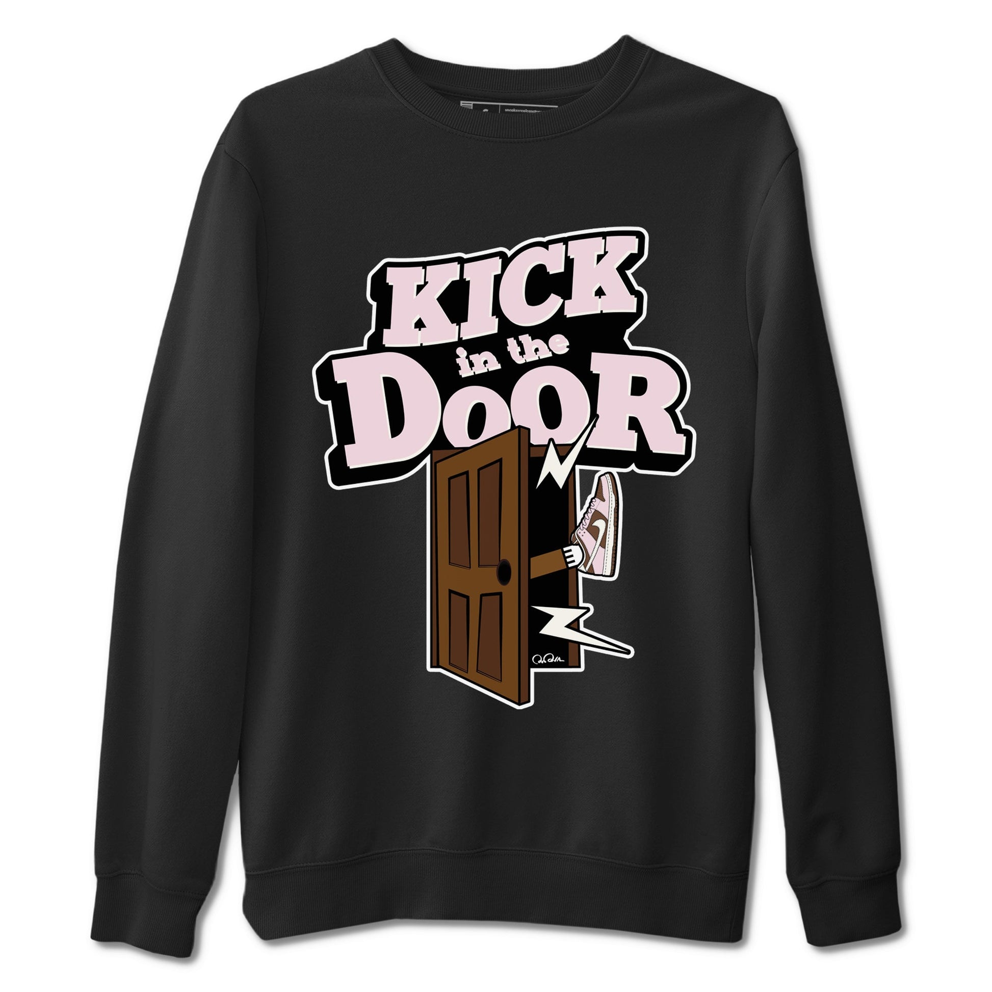 Dunk Cacao Wow And Pink Foam shirts to match jordans Kick In The Door sneaker match tees Dunk Cacao Wow And Pink Foam SNRT Sneaker Tees streetwear brand Black 2 unisex cotton tee