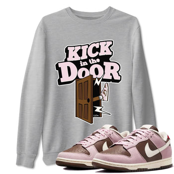 Dunk Cacao Wow And Pink Foam shirts to match jordans Kick In The Door sneaker match tees Dunk Cacao Wow And Pink Foam SNRT Sneaker Tees streetwear brand Heather Grey 1 unisex cotton tee