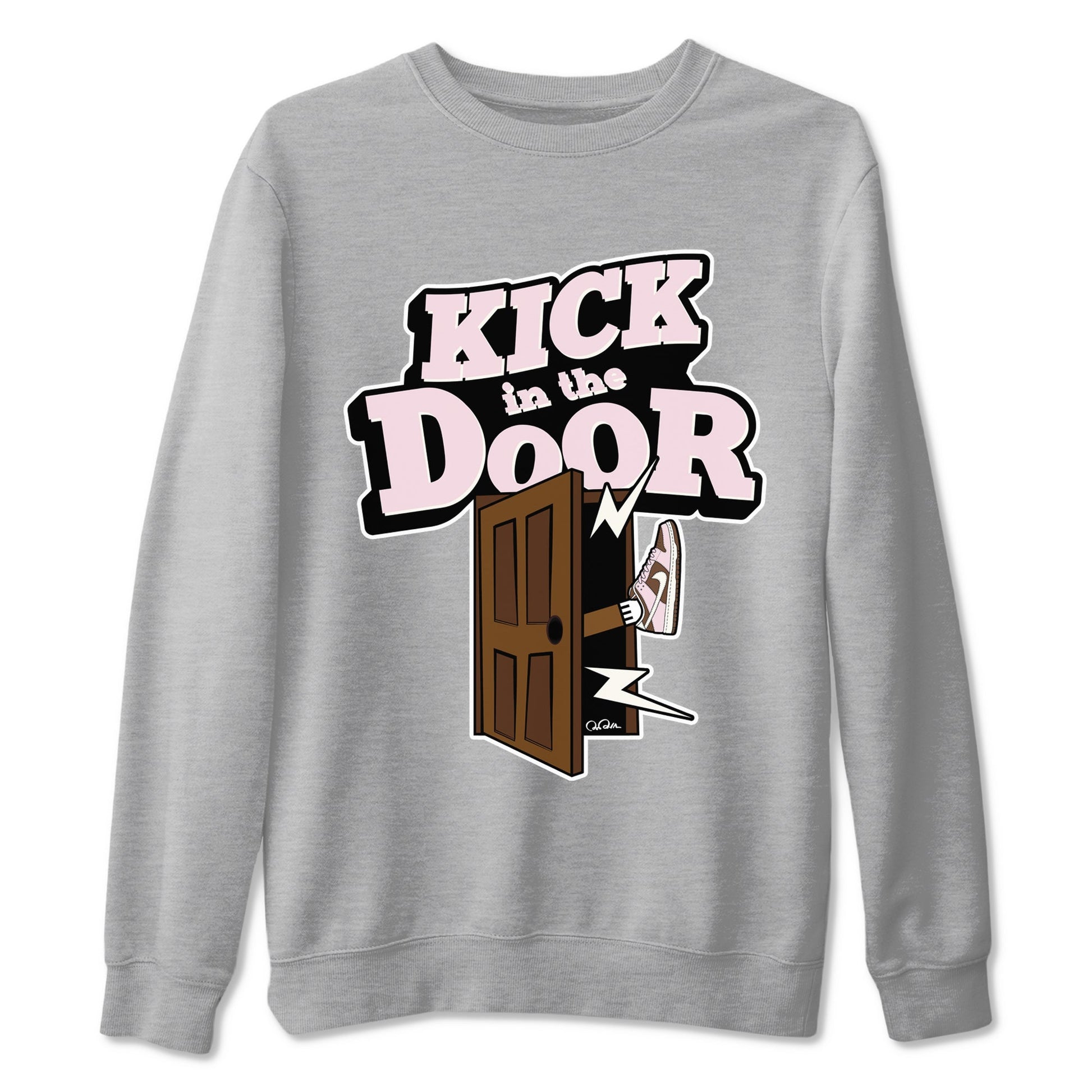 Dunk Cacao Wow And Pink Foam shirts to match jordans Kick In The Door sneaker match tees Dunk Cacao Wow And Pink Foam SNRT Sneaker Tees streetwear brand Heather Grey 2 unisex cotton tee