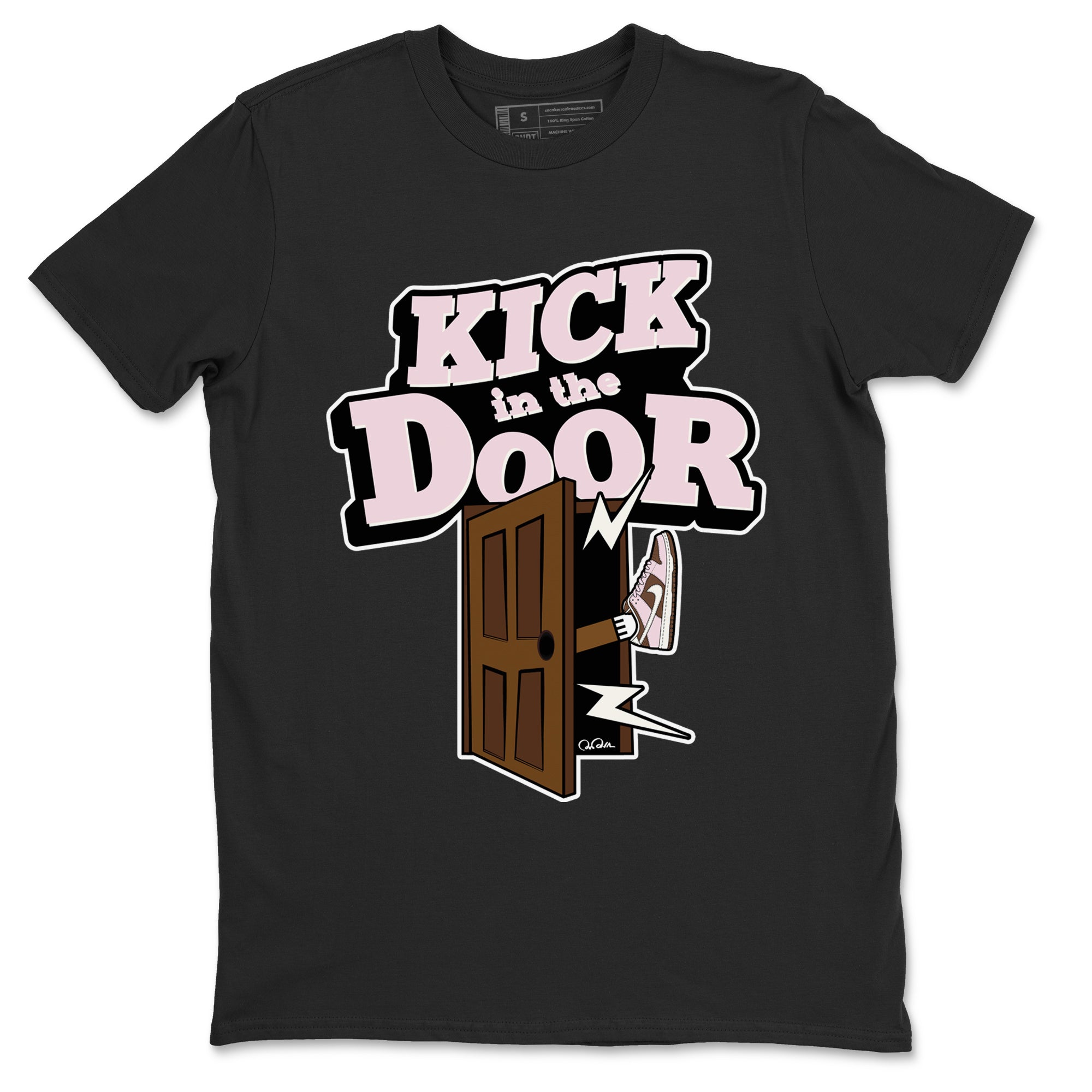 Dunk Cacao Wow And Pink Foam shirts to match jordans Kick In The Door sneaker match tees Dunk Cacao Wow And Pink Foam SNRT Sneaker Tees streetwear brand Black 2 unisex cotton tee