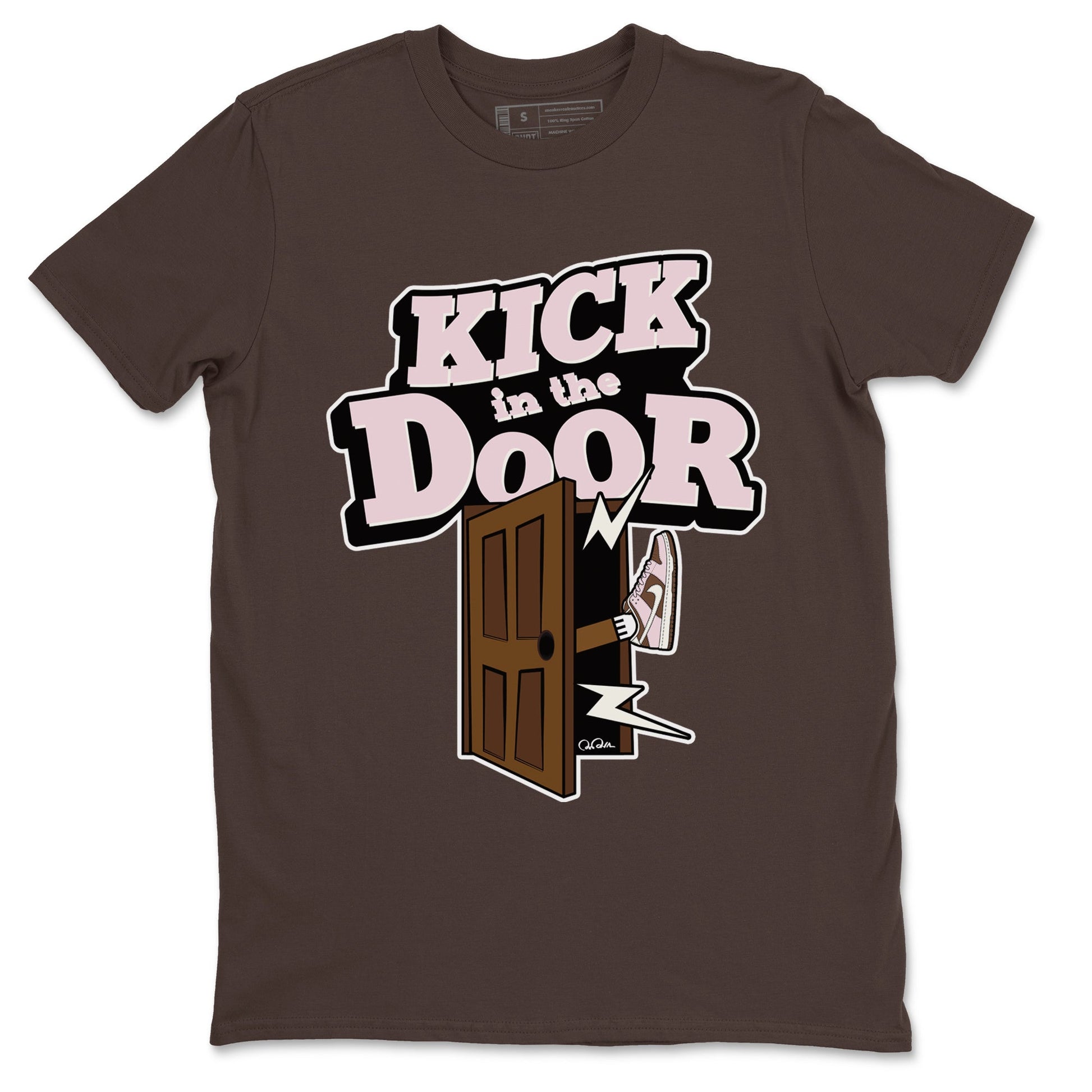 Dunk Cacao Wow And Pink Foam shirts to match jordans Kick In The Door sneaker match tees Dunk Cacao Wow And Pink Foam SNRT Sneaker Tees streetwear brand Dark Chocolate 2 unisex cotton tee