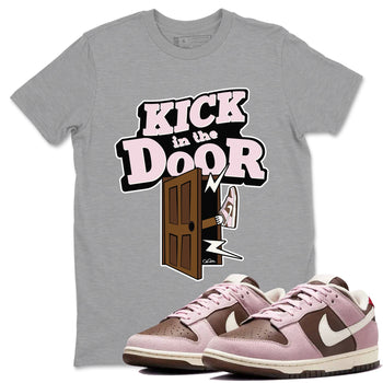 Dunk Cacao Wow And Pink Foam shirts to match jordans Kick In The Door sneaker match tees Dunk Cacao Wow And Pink Foam SNRT Sneaker Tees streetwear brand Heather Grey 1 unisex cotton tee
