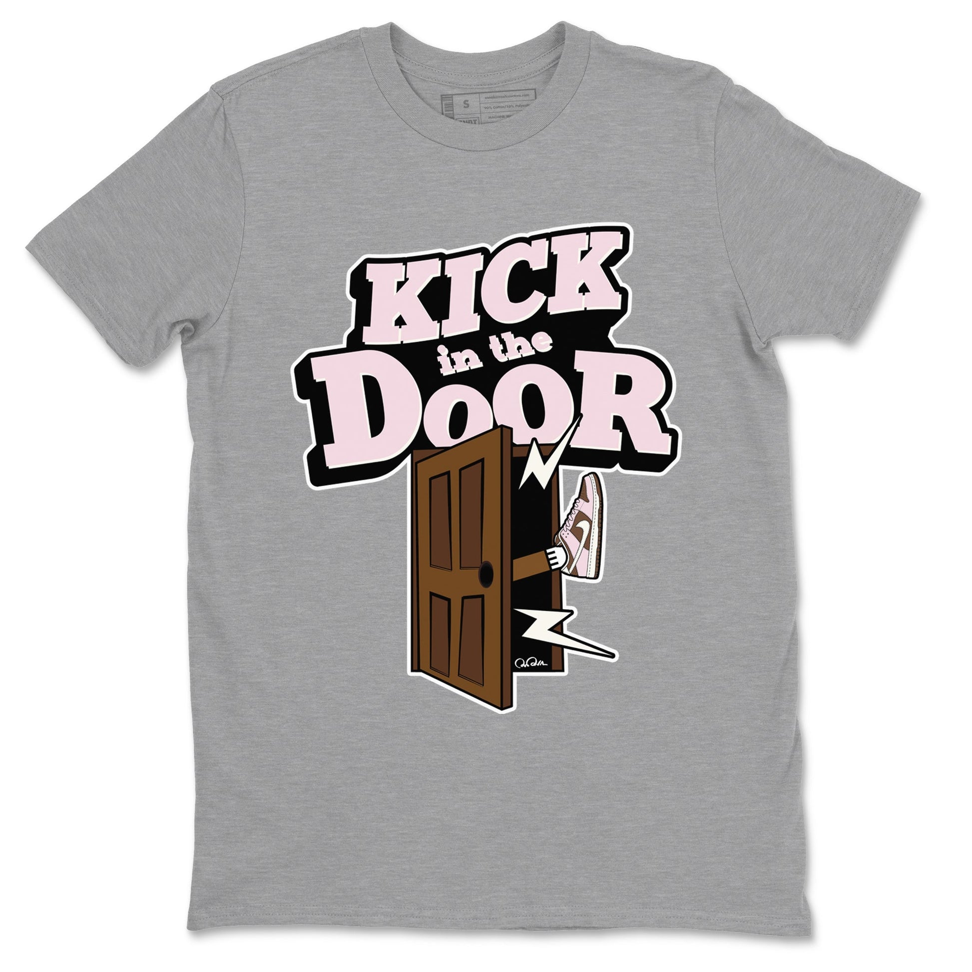 Dunk Cacao Wow And Pink Foam shirts to match jordans Kick In The Door sneaker match tees Dunk Cacao Wow And Pink Foam SNRT Sneaker Tees streetwear brand Heather Grey 2 unisex cotton tee