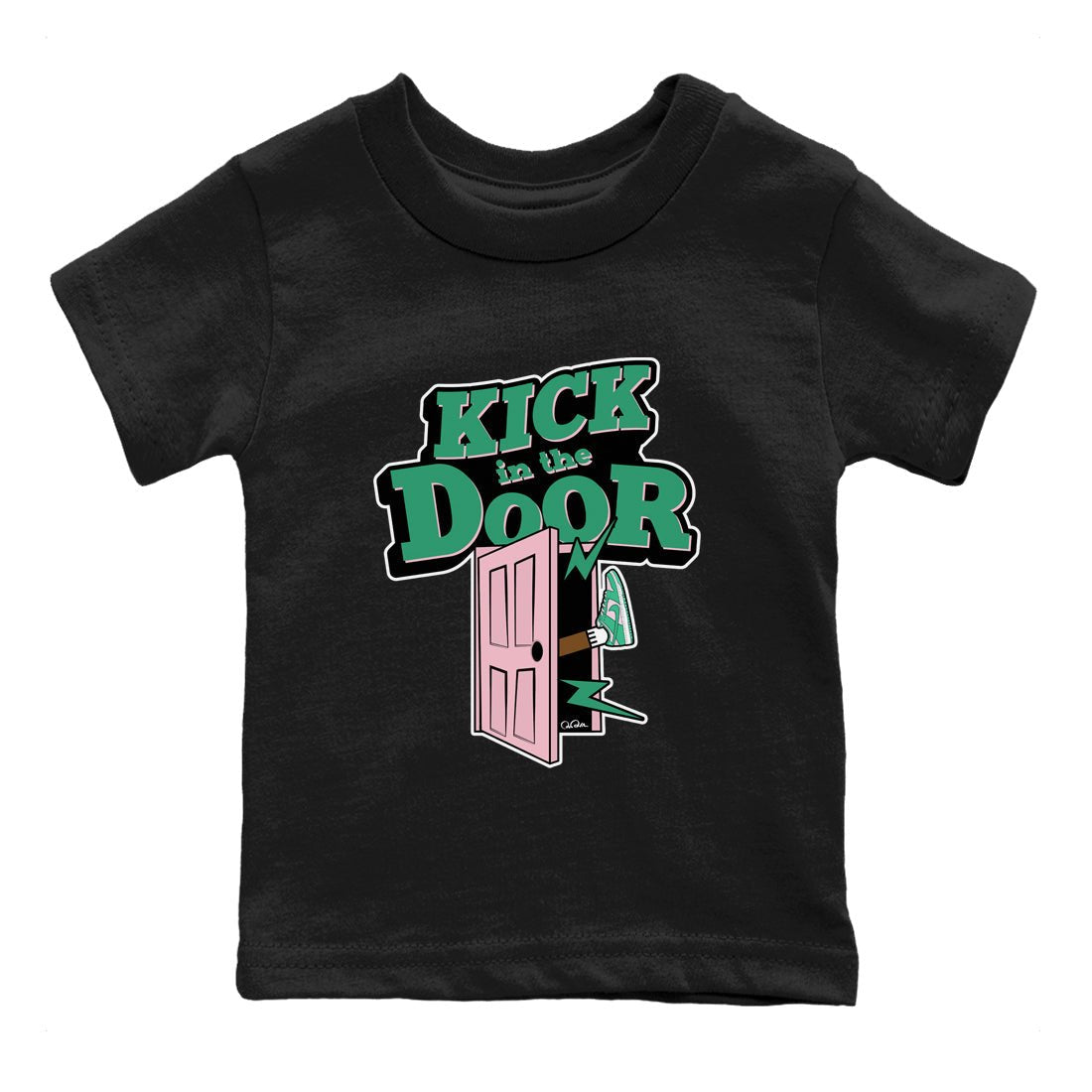 Dunk Low Medium Soft Pink Malachite shirt to match jordans Kick In The Door sneaker tees Dunk Medium Soft Pink Malachite SNRT sneaker release tees baby toddler Black 2 cotton Shirt
