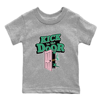Dunk Low Medium Soft Pink Malachite shirt to match jordans Kick In The Door sneaker tees Dunk Medium Soft Pink Malachite SNRT sneaker release tees baby toddler Heather Grey 2 cotton Shirt