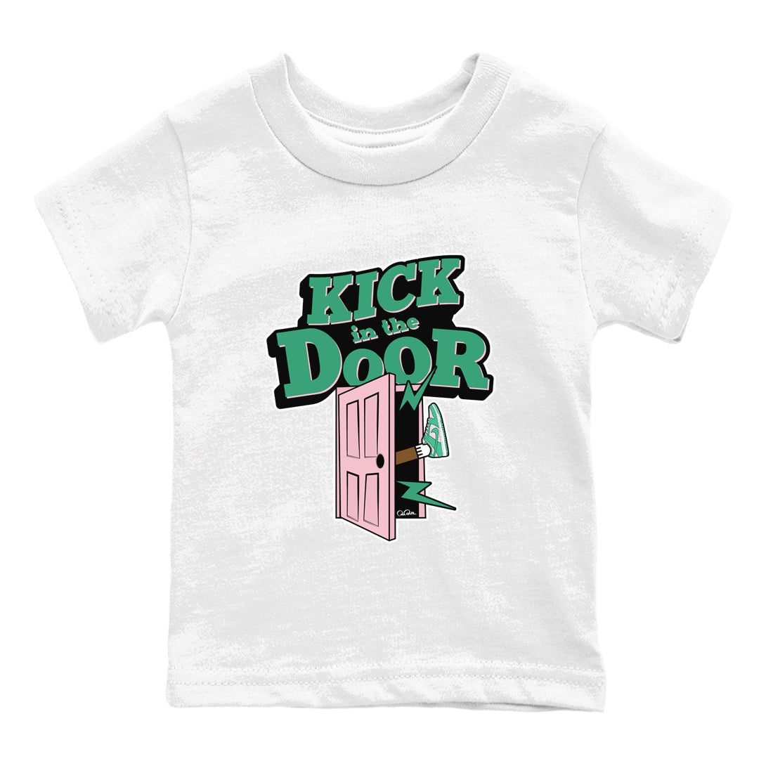 Dunk Low Medium Soft Pink Malachite shirt to match jordans Kick In The Door sneaker tees Dunk Medium Soft Pink Malachite SNRT sneaker release tees baby toddler White 2 cotton Shirt