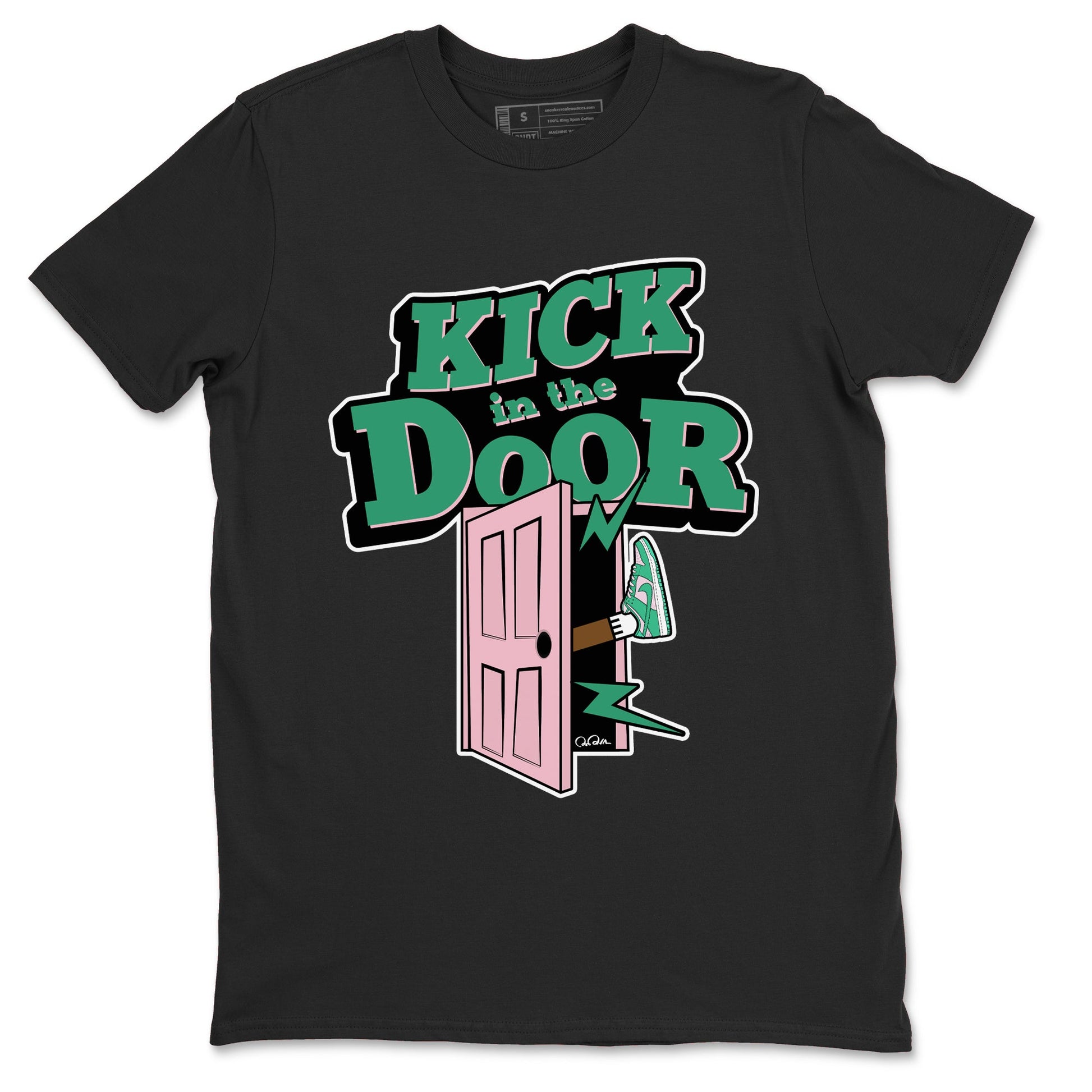 Dunk Low Medium Soft Pink Malachite shirt to match jordans Kick In The Door sneaker tees Dunk Medium Soft Pink Malachite SNRT Sneaker Release Tees unisex cotton Black 2 crew neck shirt