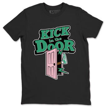 Dunk Low Medium Soft Pink Malachite shirt to match jordans Kick In The Door sneaker tees Dunk Medium Soft Pink Malachite SNRT Sneaker Release Tees unisex cotton Black 2 crew neck shirt