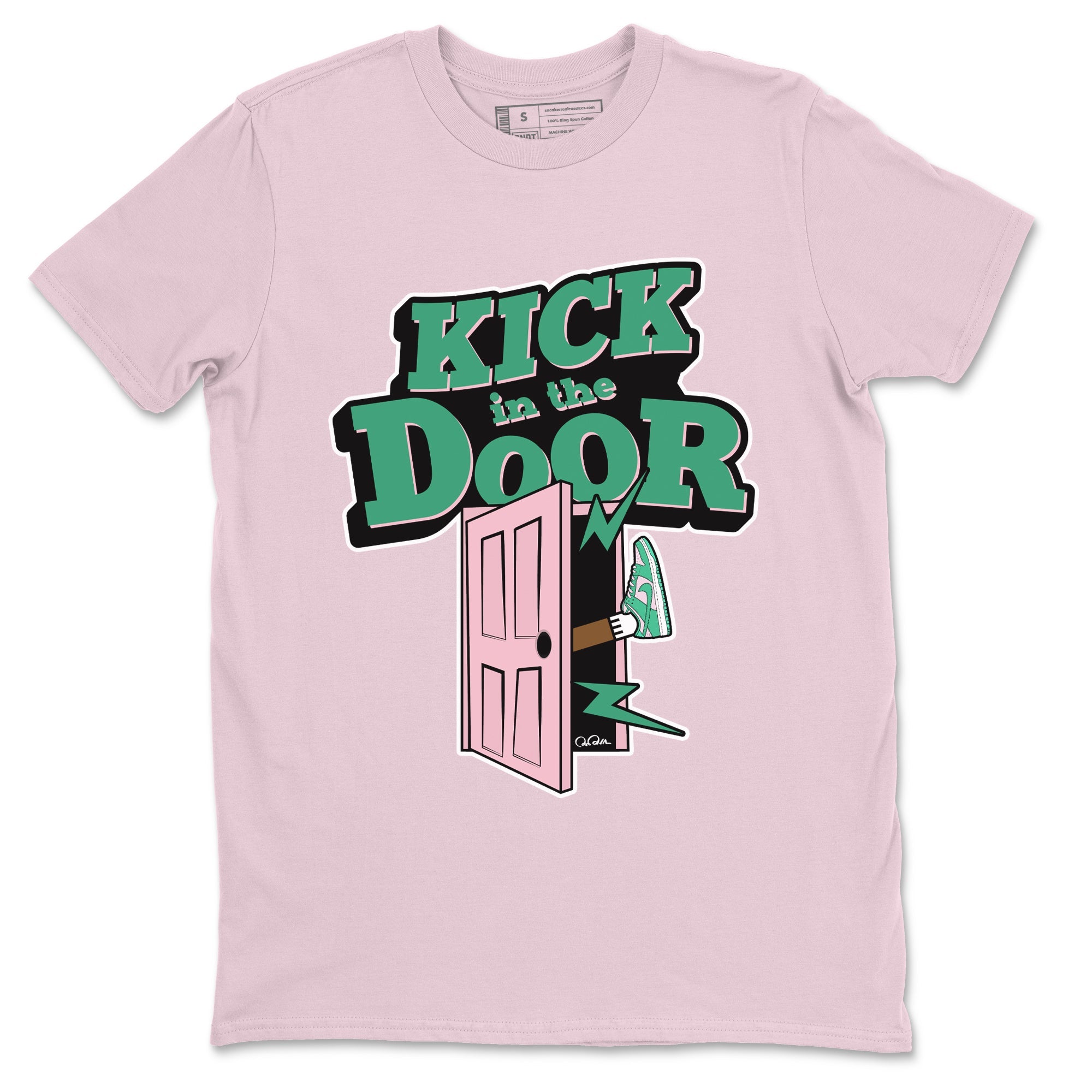 Dunk Low Medium Soft Pink Malachite shirt to match jordans Kick In The Door sneaker tees Dunk Medium Soft Pink Malachite SNRT Sneaker Release Tees unisex cotton Pink 2 crew neck shirt