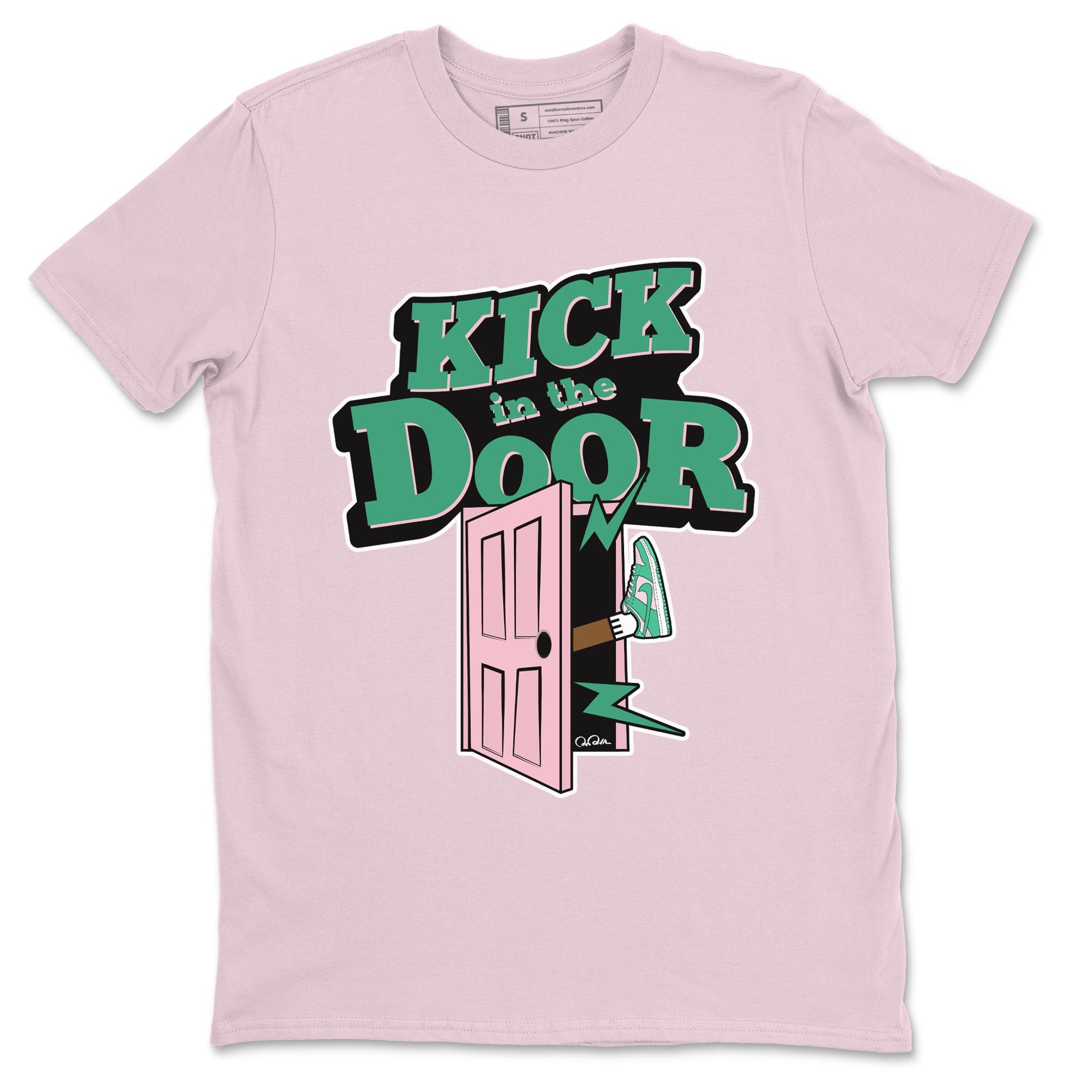 Dunk Low Medium Soft Pink Malachite shirt to match jordans Kick In The Door sneaker tees Dunk Medium Soft Pink Malachite SNRT Sneaker Release Tees unisex cotton Pink 2 crew neck shirt