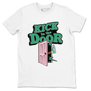 Dunk Low Medium Soft Pink Malachite shirt to match jordans Kick In The Door sneaker tees Dunk Medium Soft Pink Malachite SNRT Sneaker Release Tees unisex cotton White 2 crew neck shirt
