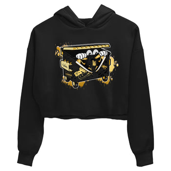 1s Black Metallic Gold shirts to match jordans Kick Trash sneaker match tees Air Jordan 1 Black Metallic Gold SNRT Sneaker Tees streetwear brand Black 2 crop tee