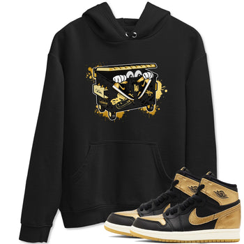 1s Black Metallic Gold shirts to match jordans Kick Trash sneaker match tees Air Jordan 1 Black Metallic Gold SNRT Sneaker Tees streetwear brand Black 1 unisex cotton tee