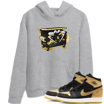 1s Black Metallic Gold shirts to match jordans Kick Trash sneaker match tees Air Jordan 1 Black Metallic Gold SNRT Sneaker Tees streetwear brand Heather Grey 1 unisex cotton tee