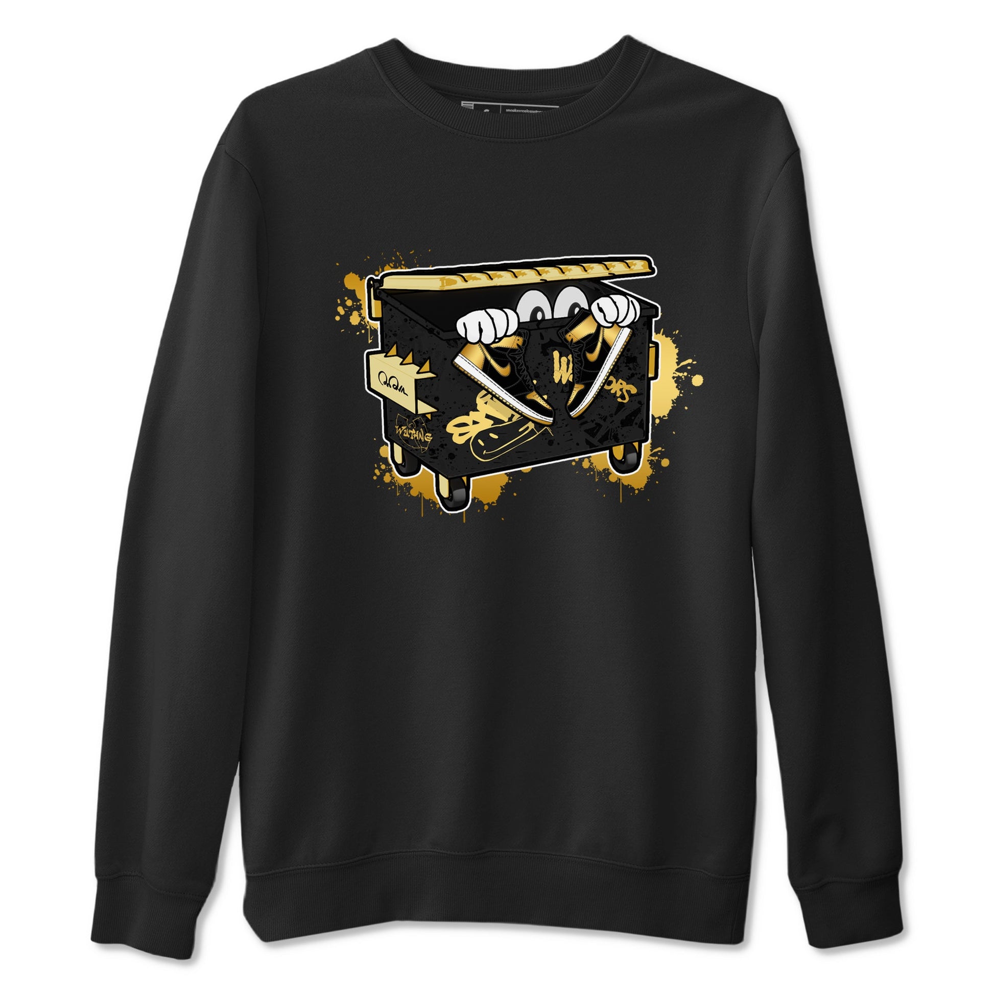 1s Black Metallic Gold shirts to match jordans Kick Trash sneaker match tees Air Jordan 1 Black Metallic Gold SNRT Sneaker Tees streetwear brand Black 2 unisex cotton tee