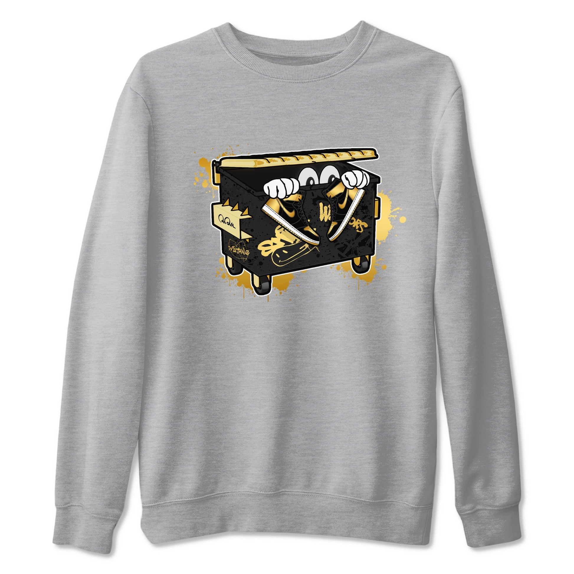 1s Black Metallic Gold shirts to match jordans Kick Trash sneaker match tees Air Jordan 1 Black Metallic Gold SNRT Sneaker Tees streetwear brand Heather Grey 2 unisex cotton tee