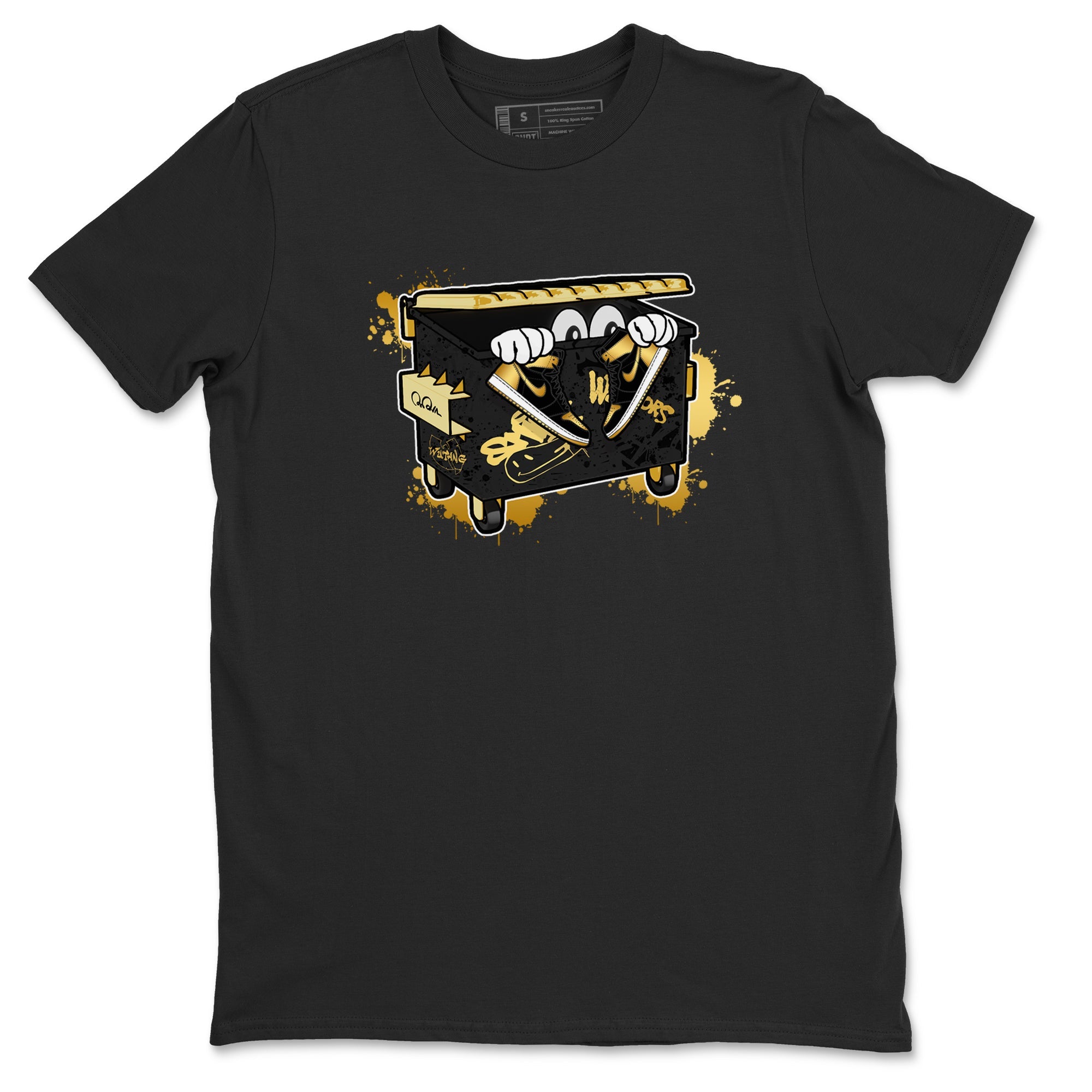 1s Black Metallic Gold shirts to match jordans Kick Trash sneaker match tees Air Jordan 1 Black Metallic Gold SNRT Sneaker Tees streetwear brand Black 2 unisex cotton tee
