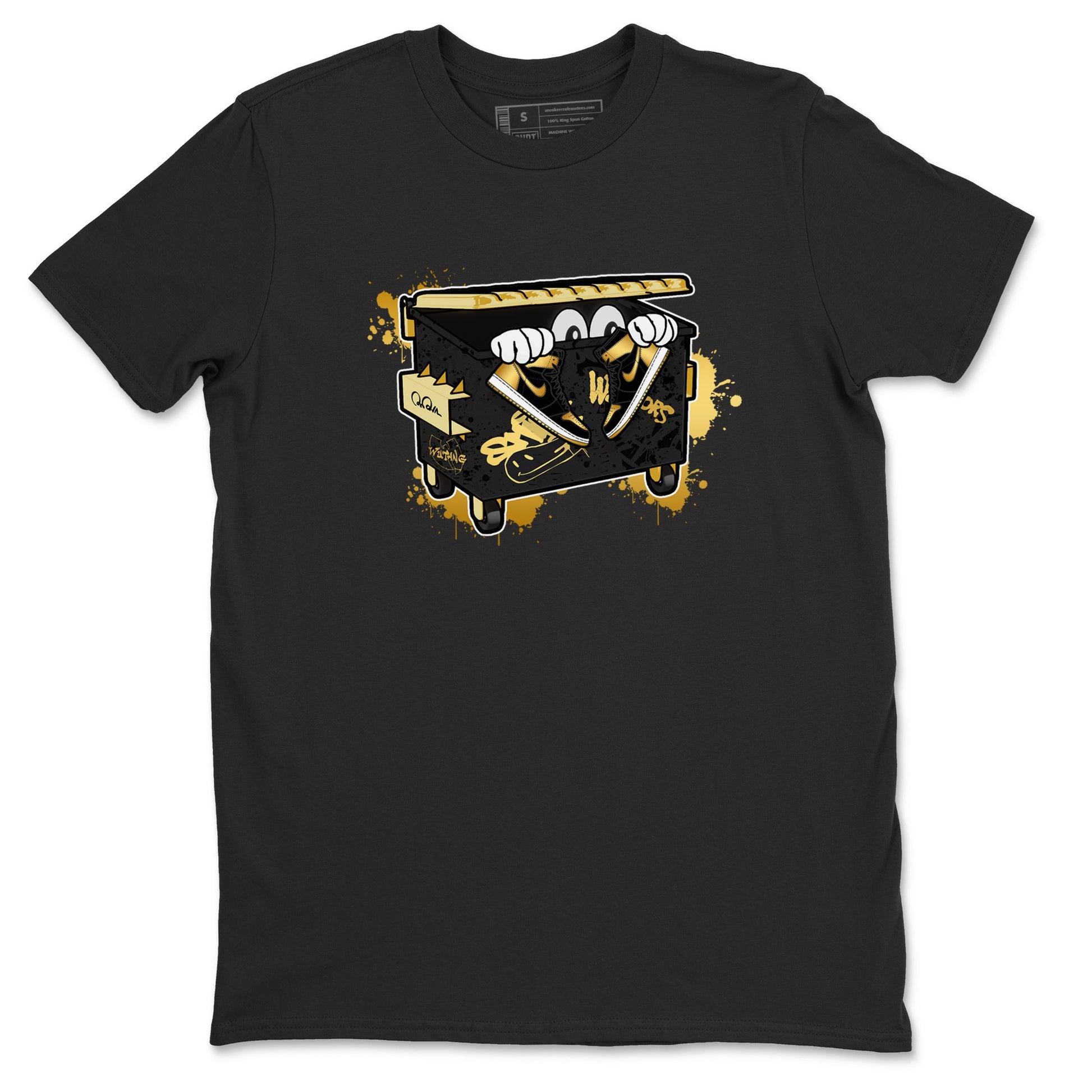 1s Black Metallic Gold shirts to match jordans Kick Trash sneaker match tees Air Jordan 1 Black Metallic Gold SNRT Sneaker Tees streetwear brand Black 2 unisex cotton tee