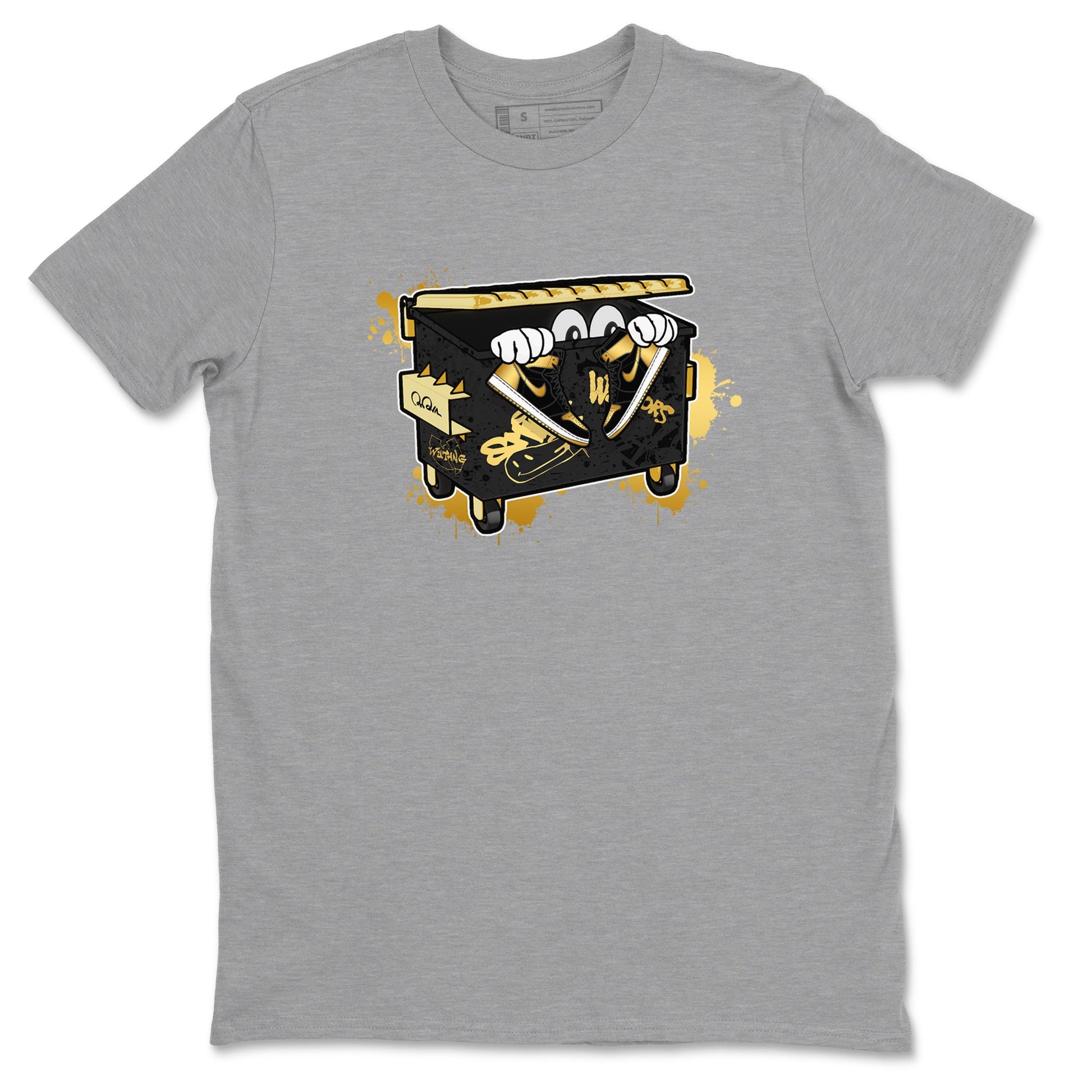 1s Black Metallic Gold shirts to match jordans Kick Trash sneaker match tees Air Jordan 1 Black Metallic Gold SNRT Sneaker Tees streetwear brand Heather Grey 2 unisex cotton tee