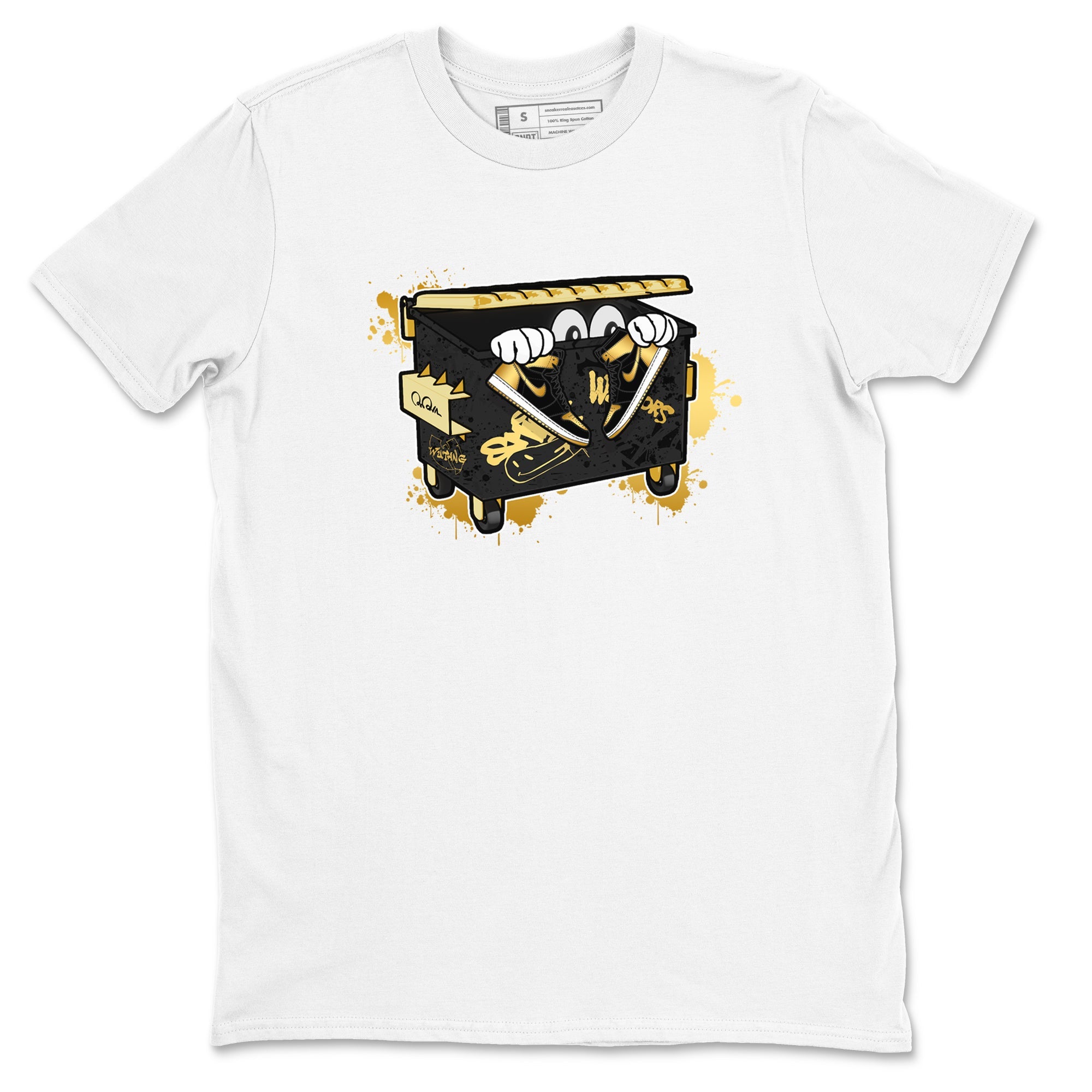 1s Black Metallic Gold shirts to match jordans Kick Trash sneaker match tees Air Jordan 1 Black Metallic Gold SNRT Sneaker Tees streetwear brand White 2 unisex cotton tee