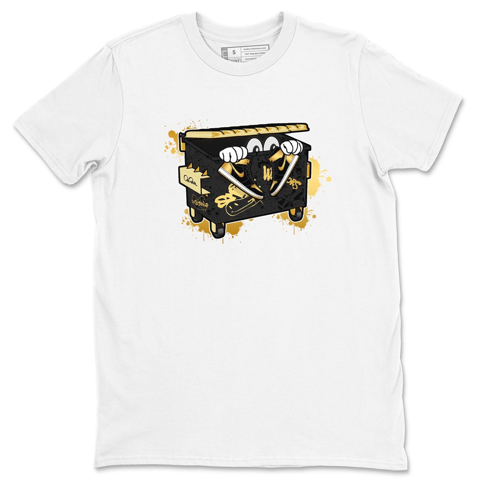 1s Black Metallic Gold shirts to match jordans Kick Trash sneaker match tees Air Jordan 1 Black Metallic Gold SNRT Sneaker Tees streetwear brand White 2 unisex cotton tee